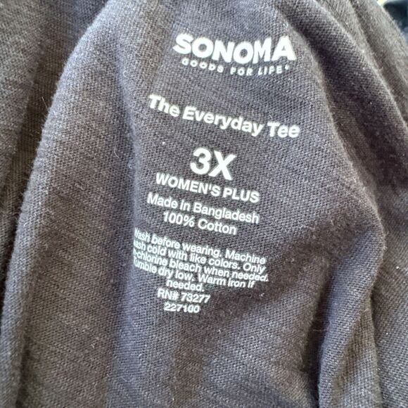 Sonoma T-Shirt Plus Sz The Everyday Tee V-Neck Long Sleeve Black 3X Women's New - Picture 4 of 8